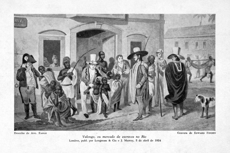 Valongo, ou Mercado de Escravos no Rio – Longmam & Cia. e J. Murray, 5 de abril de 1824 – Desenho de Augustus Earle, Gravura de Edward Finden.