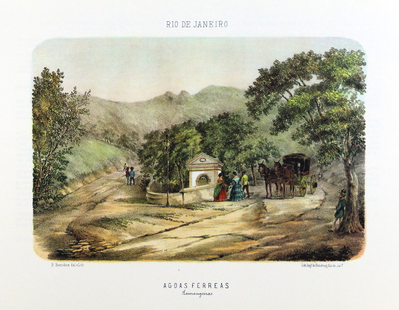 Águas Férreas, Laranjeiras, de P. G. Bertichem. Lithographia Imperial de Eduardo Rensburg, Rio de Janeiro, 1856.