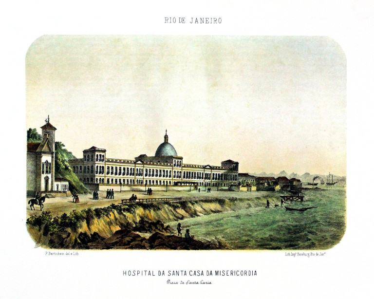 BERTICHEM, Pieter Godfred. Hospital da Santa Casa da Misericordia : Praia de Santa Luzia. Rio de Janeiro, RJ: Lith. Imp. de Rensburg, [1856].