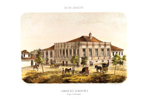 Câmara dos Senadores no Campo da Aclamação, por P. G. Bertichem – Lithographia Imperial de Eduardo Rensburg, Rio de Janeiro, 1856.