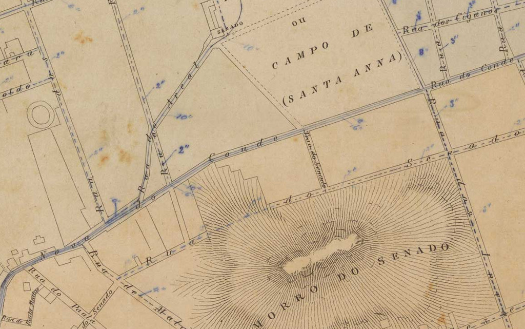 GUIA e plano da cidade do Rio de Janeiro. [S.l.: s.n.], 1858. 1 planta ; 30,2 x 40,7 em f. 35,5 x 47cm. Acervo digital da Biblioteca Nacional.