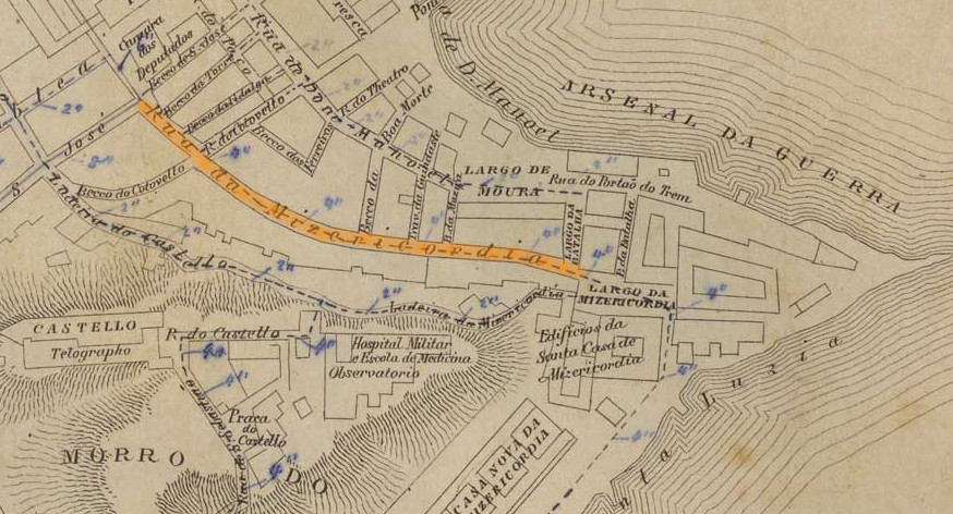 GUIA e plano da cidade do Rio de Janeiro. [S.l.: s.n.], 1858. 1 planta ; 30,2 x 40,7 em f. 35,5 x 47cm. Acervo digital da Biblioteca Nacional.