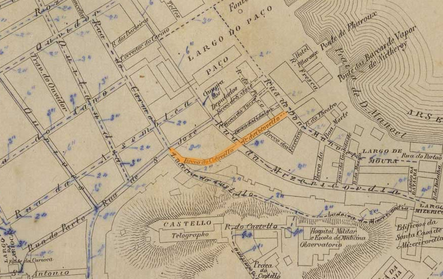 GUIA e plano da cidade do Rio de Janeiro. [S.l.: s.n.], 1858. 1 planta ; 30,2 x 40,7 em f. 35,5 x 47cm. Acervo digital da Biblioteca Nacional.