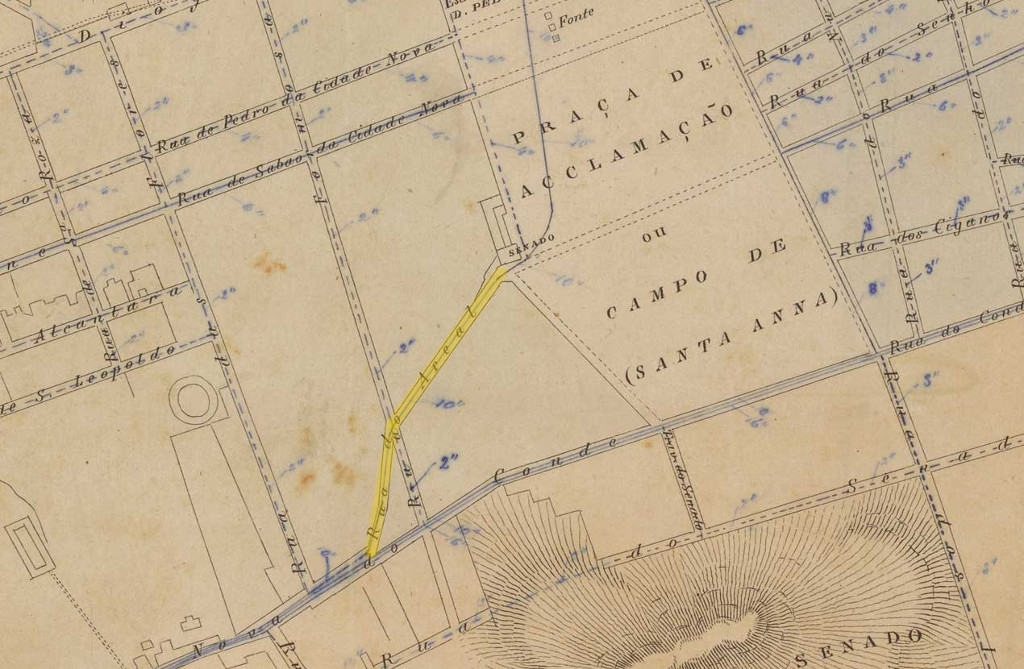 GUIA e plano da cidade do Rio de Janeiro. [S.l.: s.n.], 1858. 1 planta ; 30,2 x 40,7 em f. 35,5 x 47cm. Acervo digital da Biblioteca Nacional.