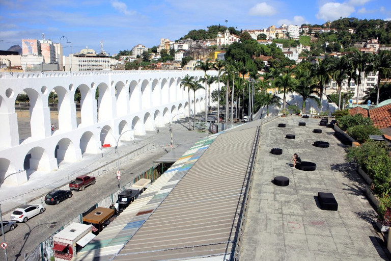 Arcos da Lapa e Santa Teresa vistos da Fundição Progresso