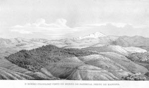 Morro do Itacolomi, visto do Morro do Patíbulo, perto de Mariana, por Dr. Hermann Burmeister