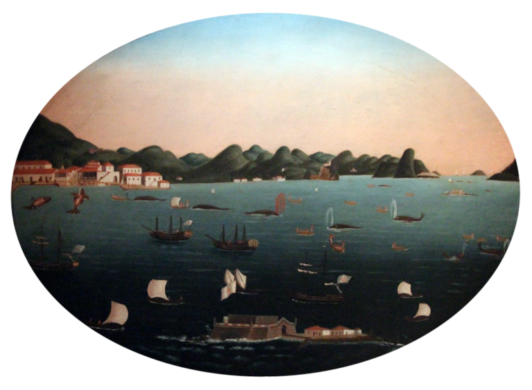 Leandro Joaquim (circa 1738-circa 1798) – Pesca da Baleia na Baía do Rio de Janeiro. Museu Histórico Nacional.