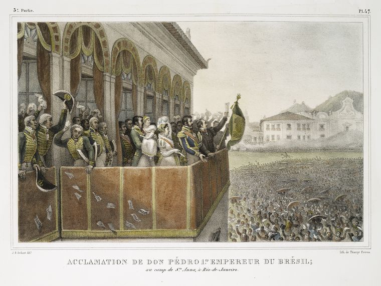 Aclamação de Dom Pedro I Imperador do Brasil no Campo de Santana no Rio de Janeiro, por Jean Baptiste Debret, 