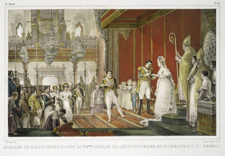 Casamento de Dom Pedro I com Dona Amélia de Leuchtenberg, Segunda Imperatriz do Brasil, por Jean Baptiste Debret, 