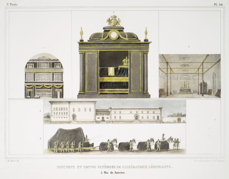 Monumento e cortejo fúnebre da Imperatriz Leopoldina no Rio de Janeiro, por Jean Baptiste Debret, 