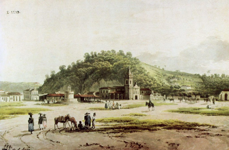 Igreja de Santana e o Chafariz das Lavadeiras no Campo de Santana - 1817 - Thomas Ender - Akademie der Bildenden Künste Wien