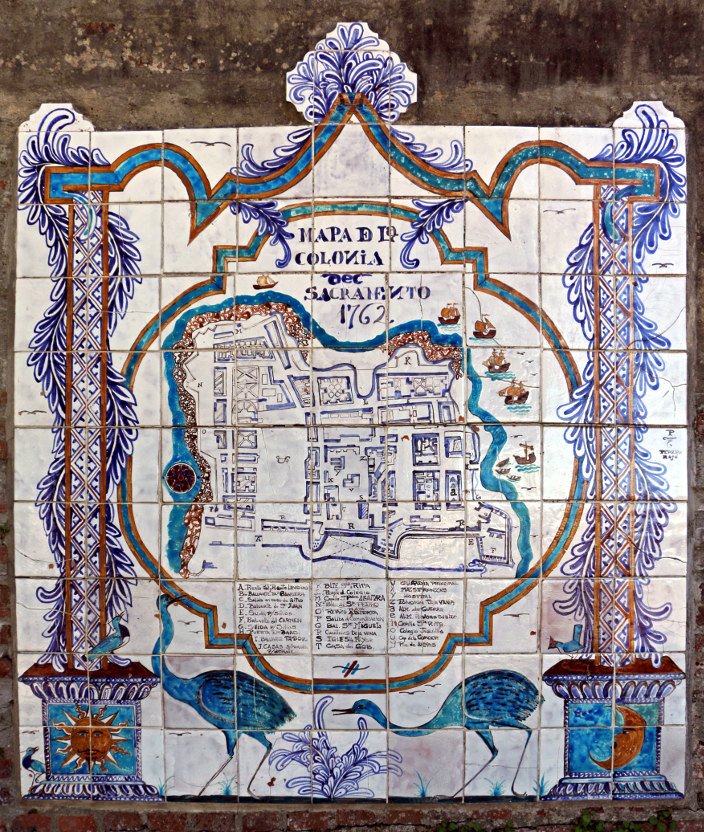 Azulejos contendo o Mapa da Colônia do Sacramento no Uruguai em 1762, 